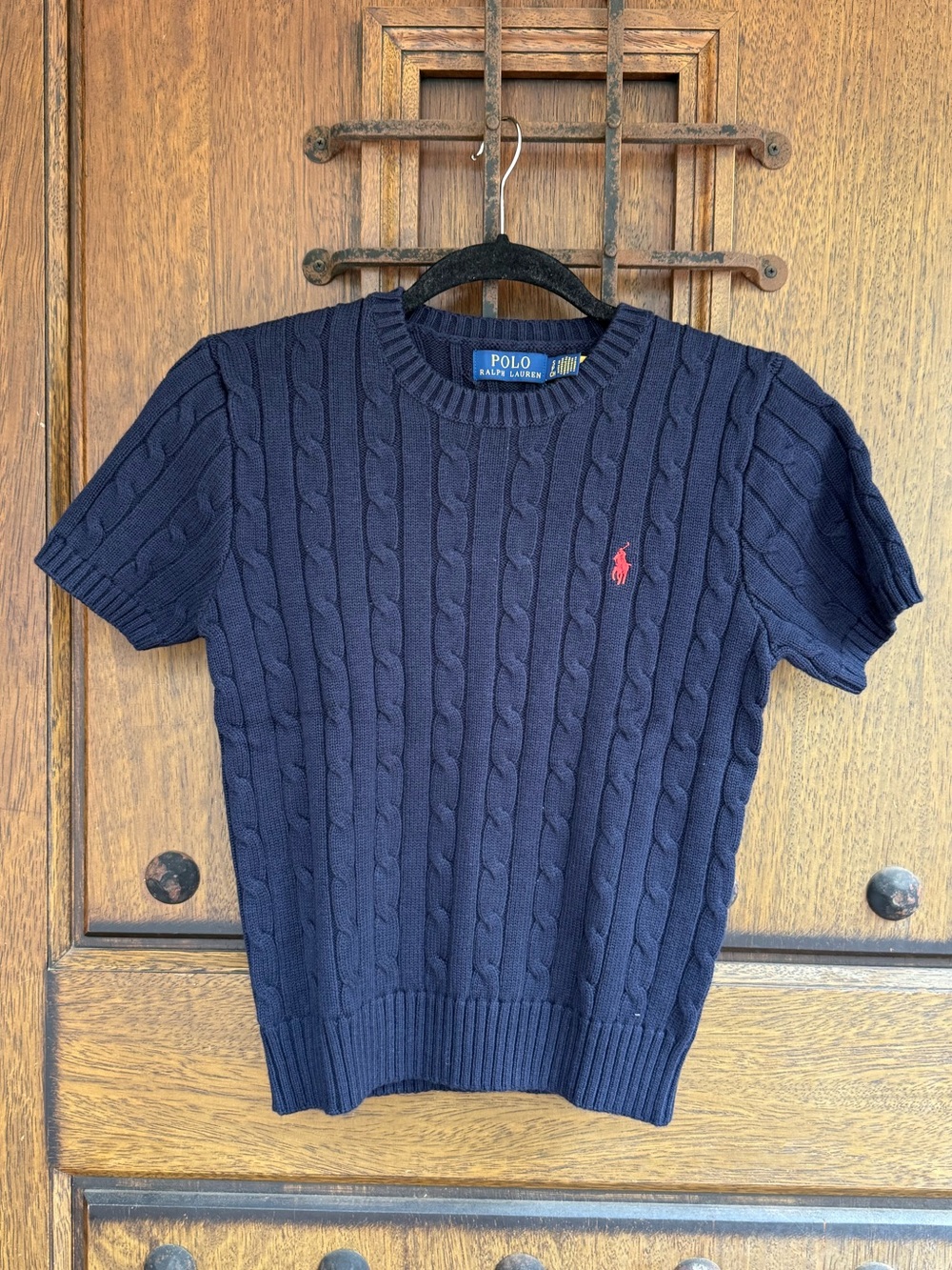 Ralph Lauren Navy Cable Knit Crewneck Sweater Size S